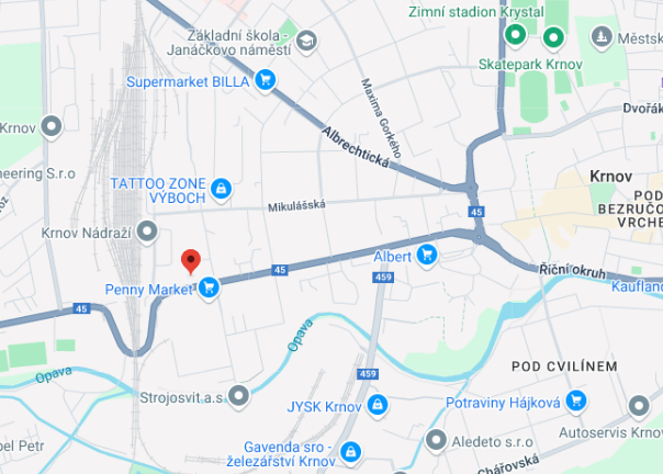 Pedikura Krnov mapa